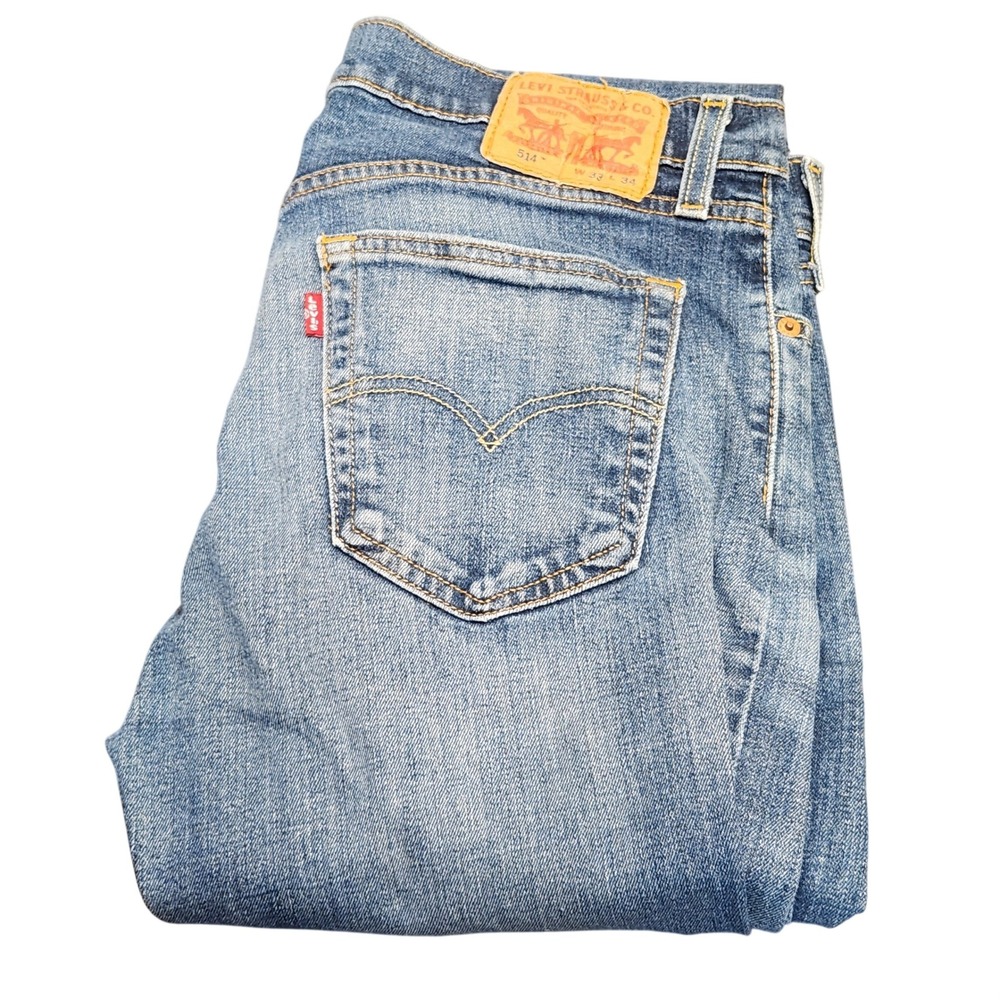 Levi's 514 Straight Fit Jeans Mens Blue Wash Denim Size 33x34 Casual Comfortable